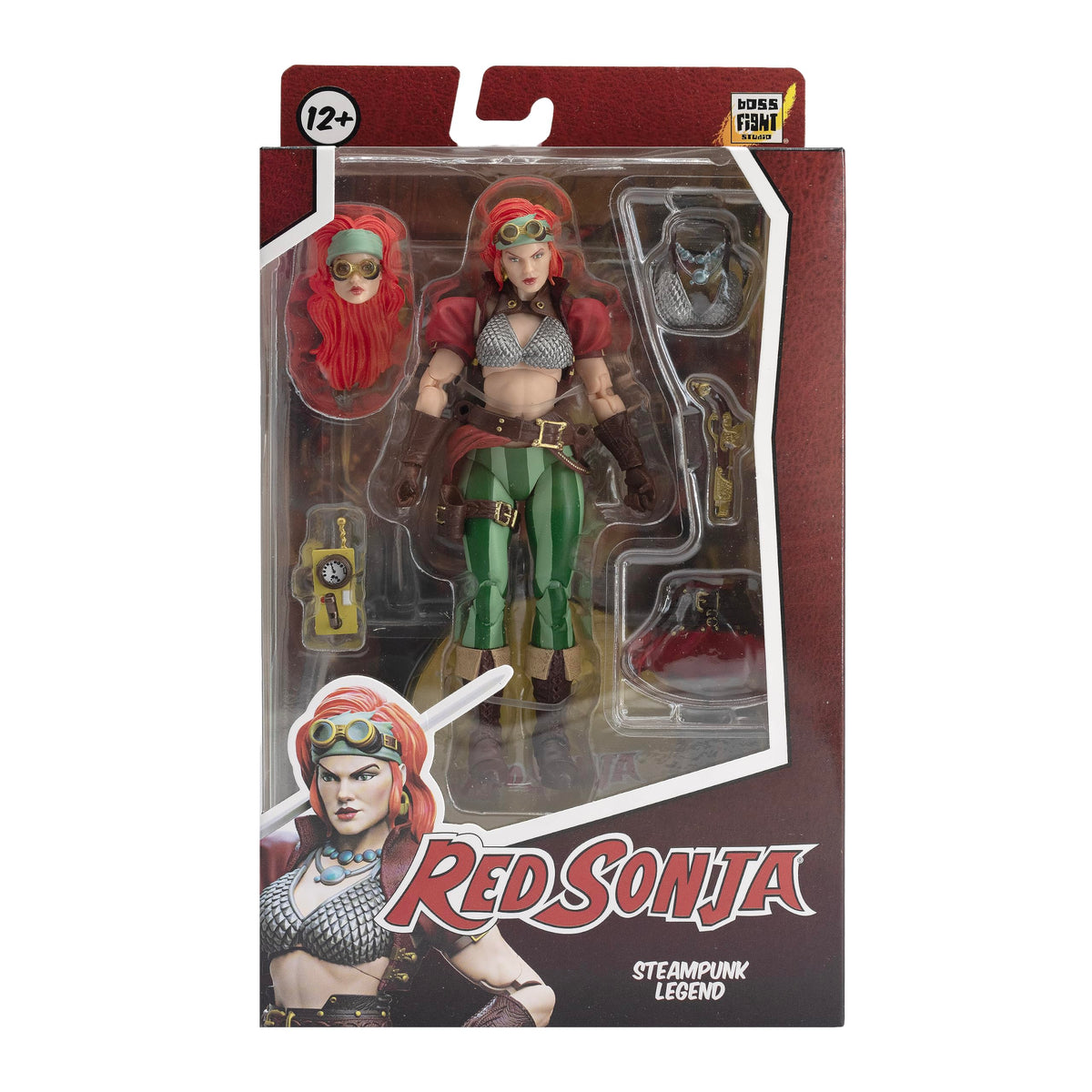 Boss Fight Studio Epic H.A.C.K.S. Red Sonja Steam Punk Action Figure - Highly Articulated Collectible, Customizable Figurine with Complete Accessories