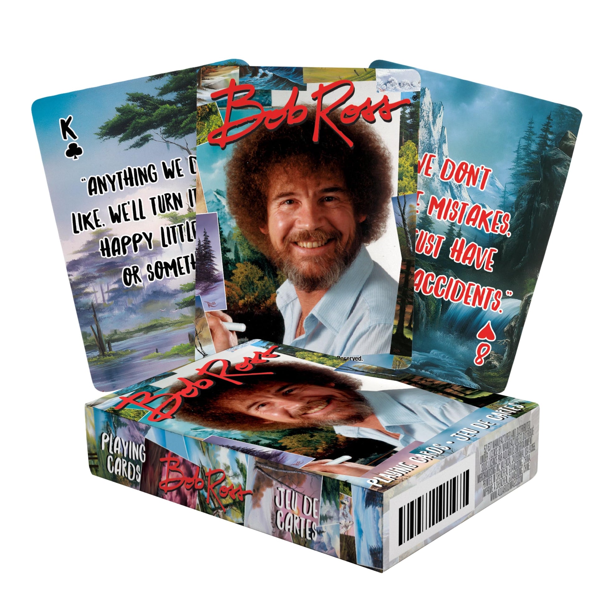 AQUARIUS Bob Ross Quotes Playing Cards Standard Size - Themed Novelty Deck with 52 Unique Painting Designs - Collectible Merchandise Gift for Teens