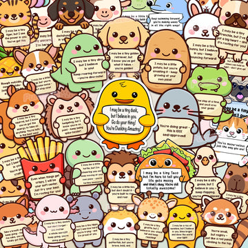 100PCS Emotional Support Animal Stickers by Puraesla- Affirmation Sticker Pack for Adults or Kids Cute Inspirational Buddies for Water Bottles