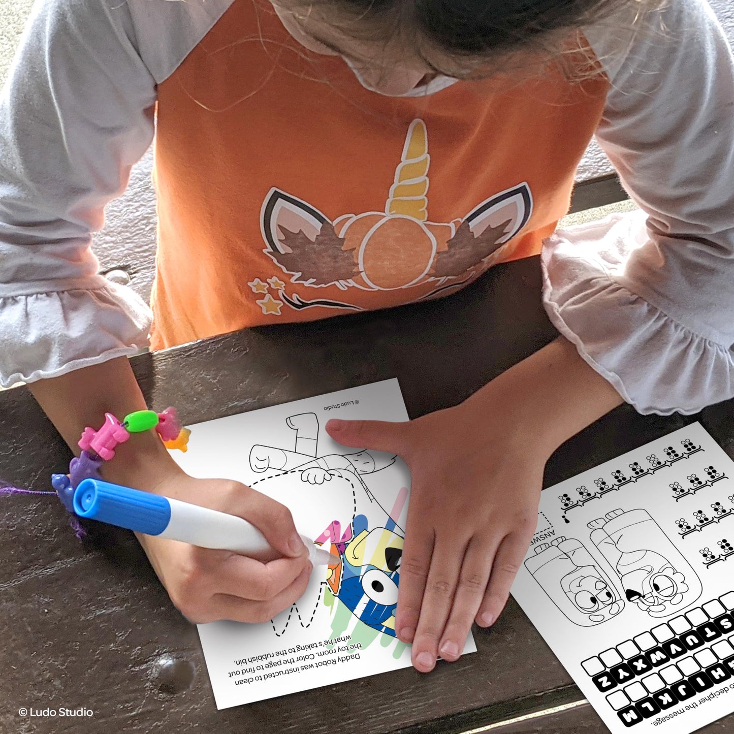 Bendon Official Bluey Imagine Ink Coloring Book Set 2 Pack with Mess-Free Markers, 16 Pages, 6 Magic Ink Markers, Built-in Storage Case, Travel Gift
