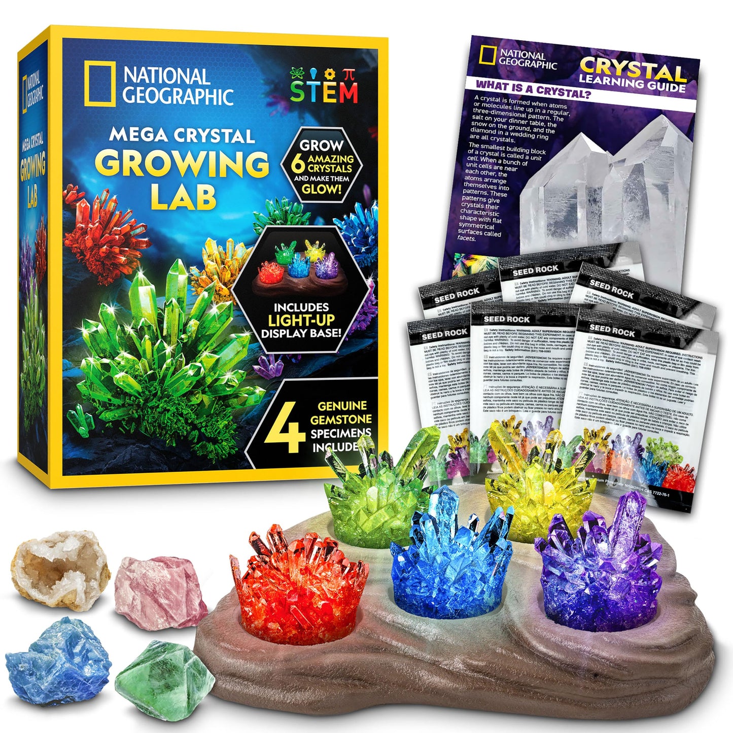 National Geographic Mega Crystal Growing Kit with 6 Crystals for Kids 8-12