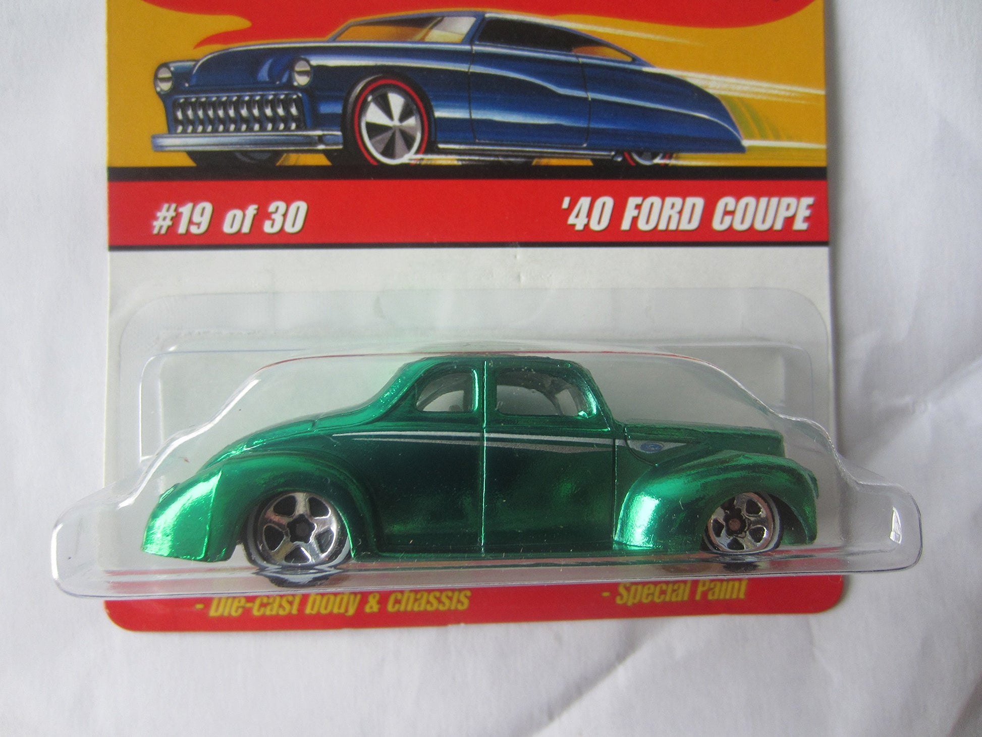 Hot Wheels Classics Series 2 # 19 of 30 Green Spectraflame '40 Ford Coupe on White Wall Tires