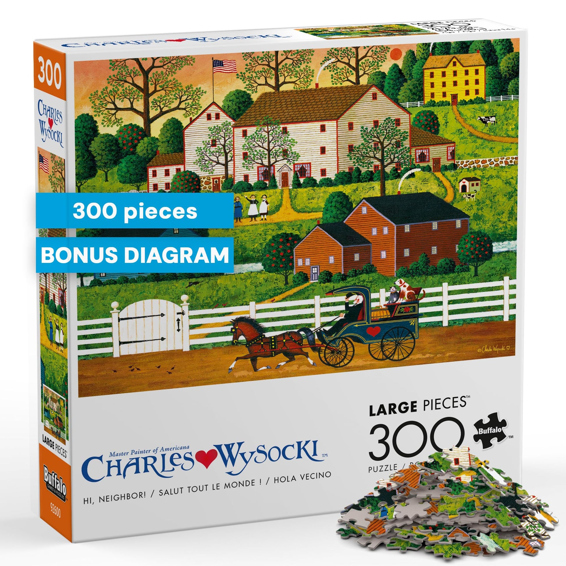 Buffalo Games - Charles Wysocki Hi Neighbor - 300 Large Piece Puzzle Adults