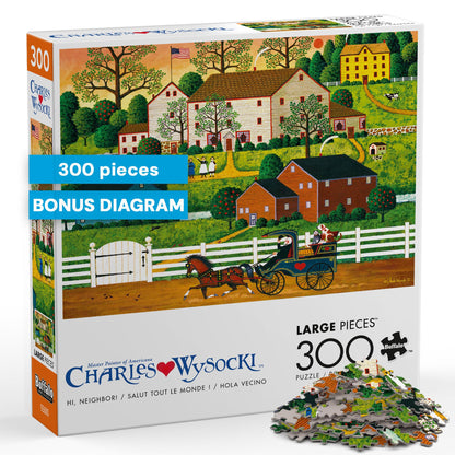 Buffalo Games - Charles Wysocki Hi Neighbor - 300 Large Piece Puzzle Adults