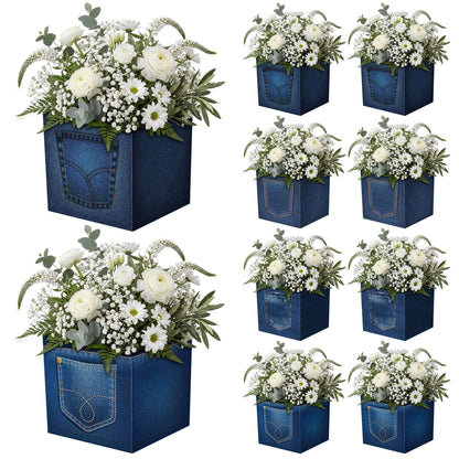 MegaCastle 12 Pack Denim and Diamonds Centerpieces Denim Party Decorations Blue Jean Baby Cowboy Baby Shower Decorations Denim Baby Shower Decorations
