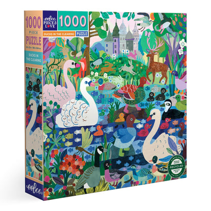 eeBoo Piece & Love: Ducks in The Clearing - 1000 Piece Puzzle - Adult Square Jigsaw, 23x23, Includes Image Reference Insert, Pieces