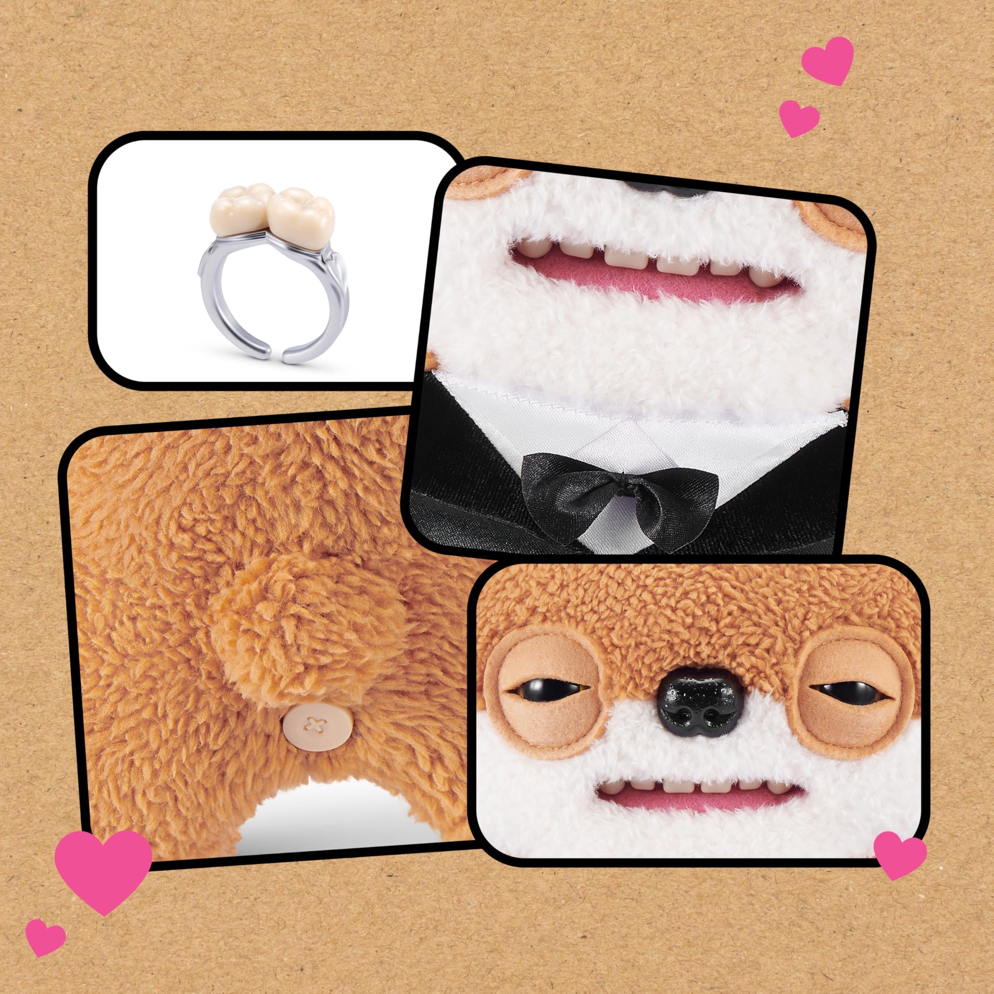 Fuggler Wedding Fuggs 9-Inch Plush 2-Pack by ZURU - Funny Ugly Monster Stuffed Animals with Human-Like Teeth & Tooth Ring, Collectible Plush for Kids