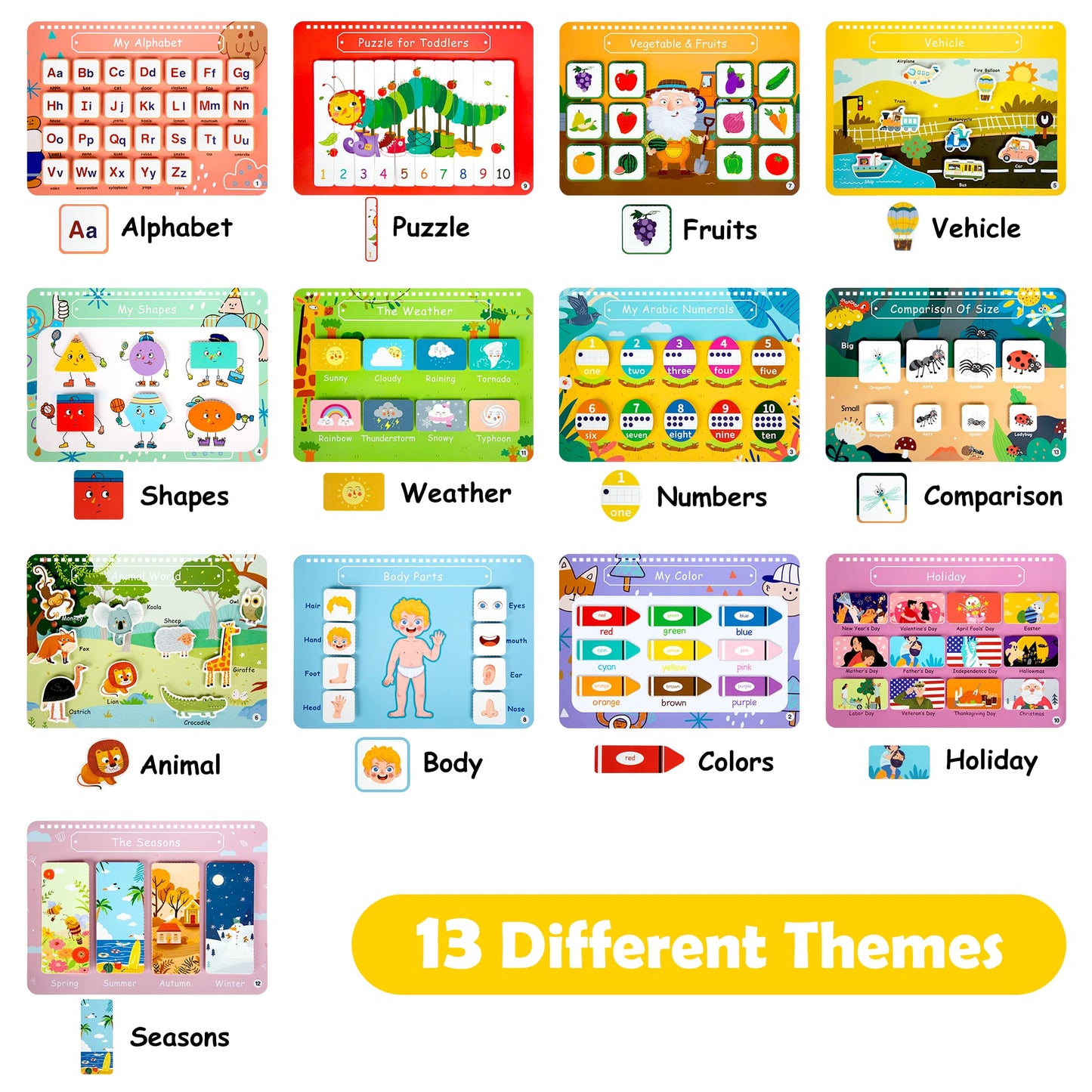 Freebear Busy Book for Toddlers Preschool Learning Activities Resources Autism Sensory Montessori Toys for 2-3 Year Old,Travel Toys, Gifts for Girls