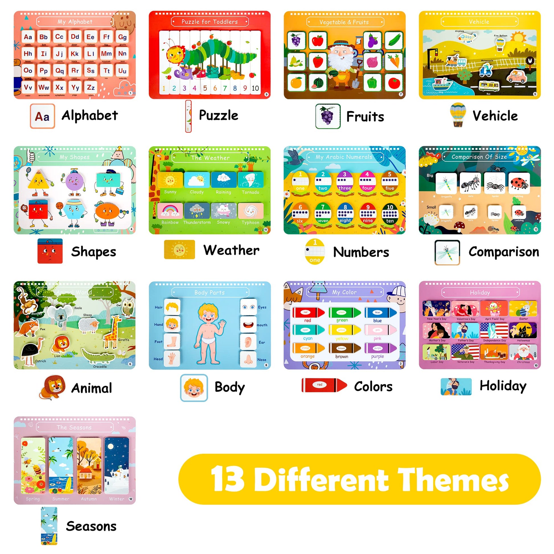 Freebear Busy Book for Toddlers Preschool Learning Activities Resources Autism Sensory Montessori Toys for 2-3 Year Old,Travel Toys, Gifts for Girls