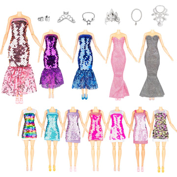 Keysse 29-Piece Sequin Mermaid Doll Clothes for 11.5 Inch Dolls