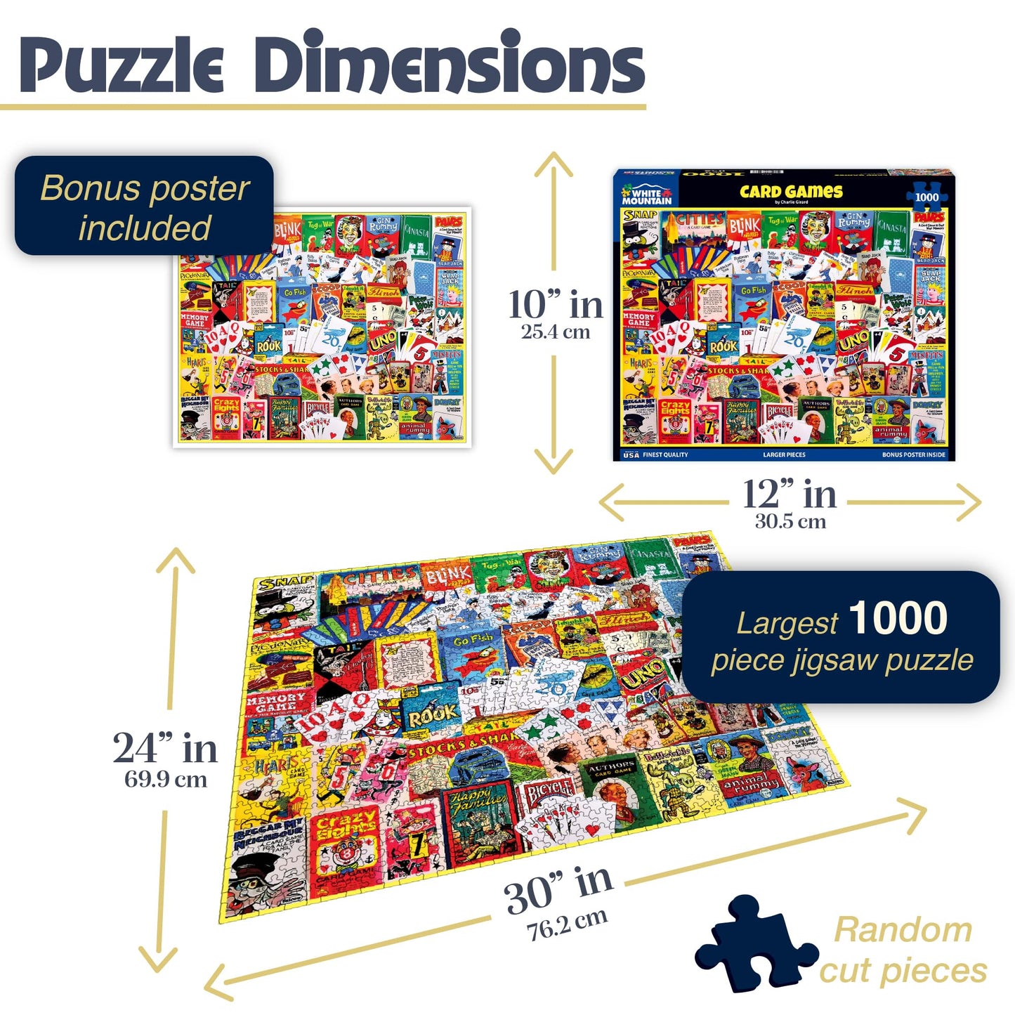 White Mountain 1000 Piece Jigsaw Puzzle Nostalgic Classics, Card Games