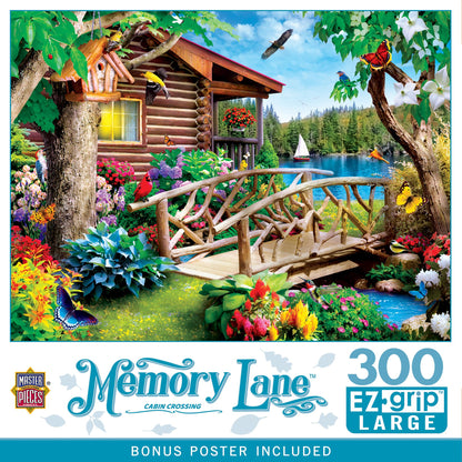 MasterPieces - 300 Piece Jigsaw Puzzle, Large EZ Grip Shapes, Cabin Crossing, Fun for Adults, Seniors, Family, Kids, Non-Glare Finish, 18"x24"
