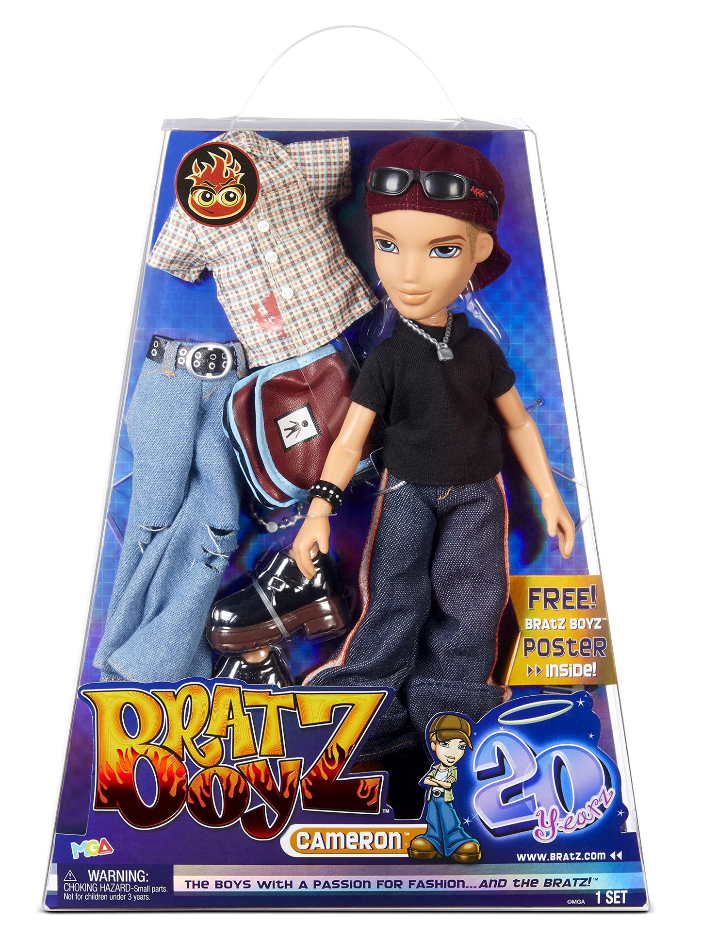 Bratz 20 Yearz Special Anniversary Edition Original Boy Fashion Cameron with Accessories and Holographic Poster | Collectible Doll | for Collector