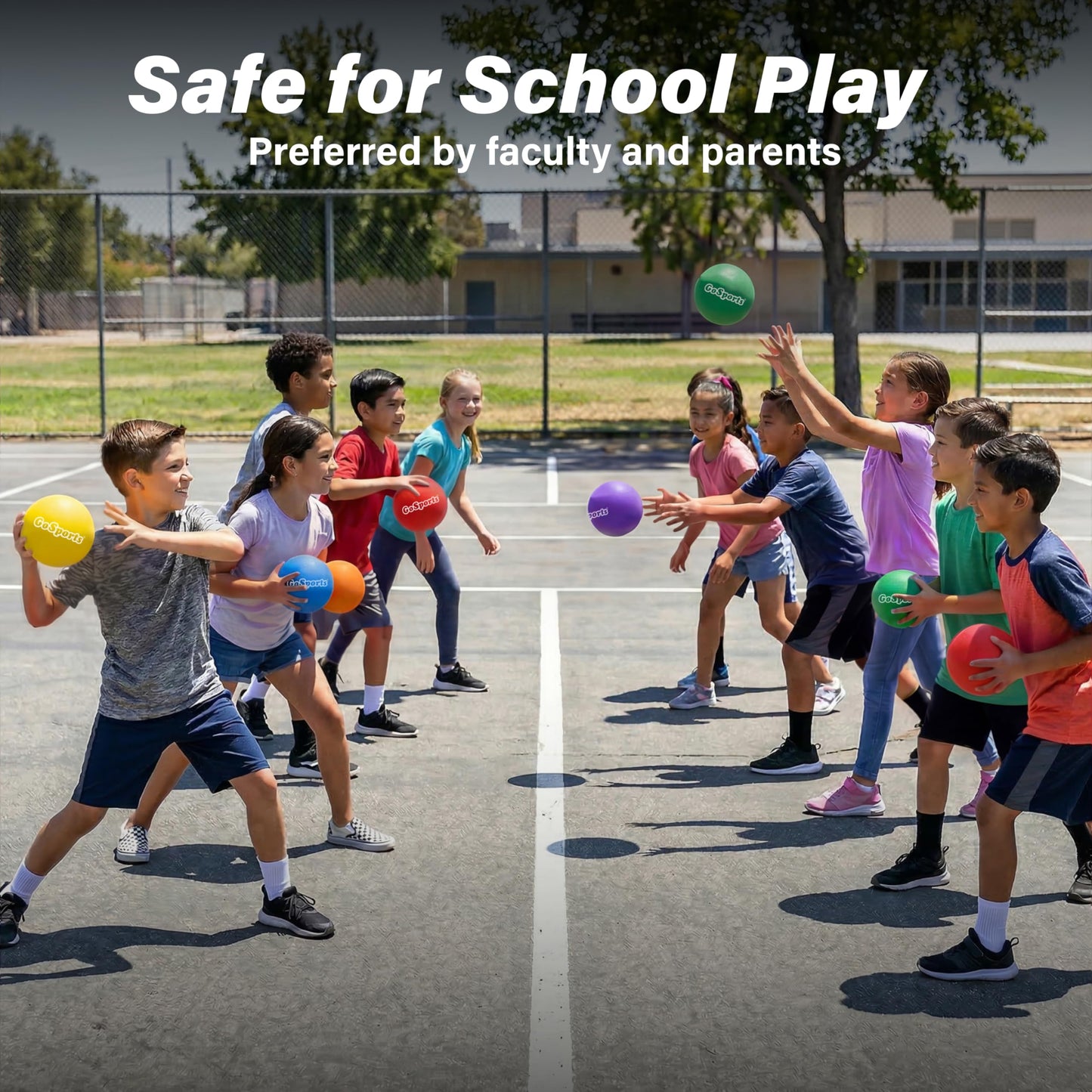 GoSports Soft Skin Foam Playground Dodgeballs - 6 Pack Set for Kids - Includes Mesh Carry Bag