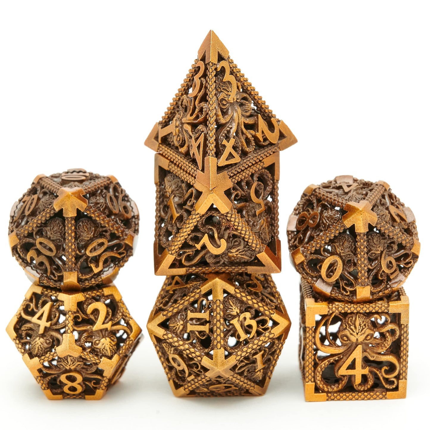 Dungeons and Dragons Dice DND Dice Set D and D dice Set D20 MTG Metal Dice Set Hollow Polyhedral Dice Role Playing Dice with Octopus Motifs