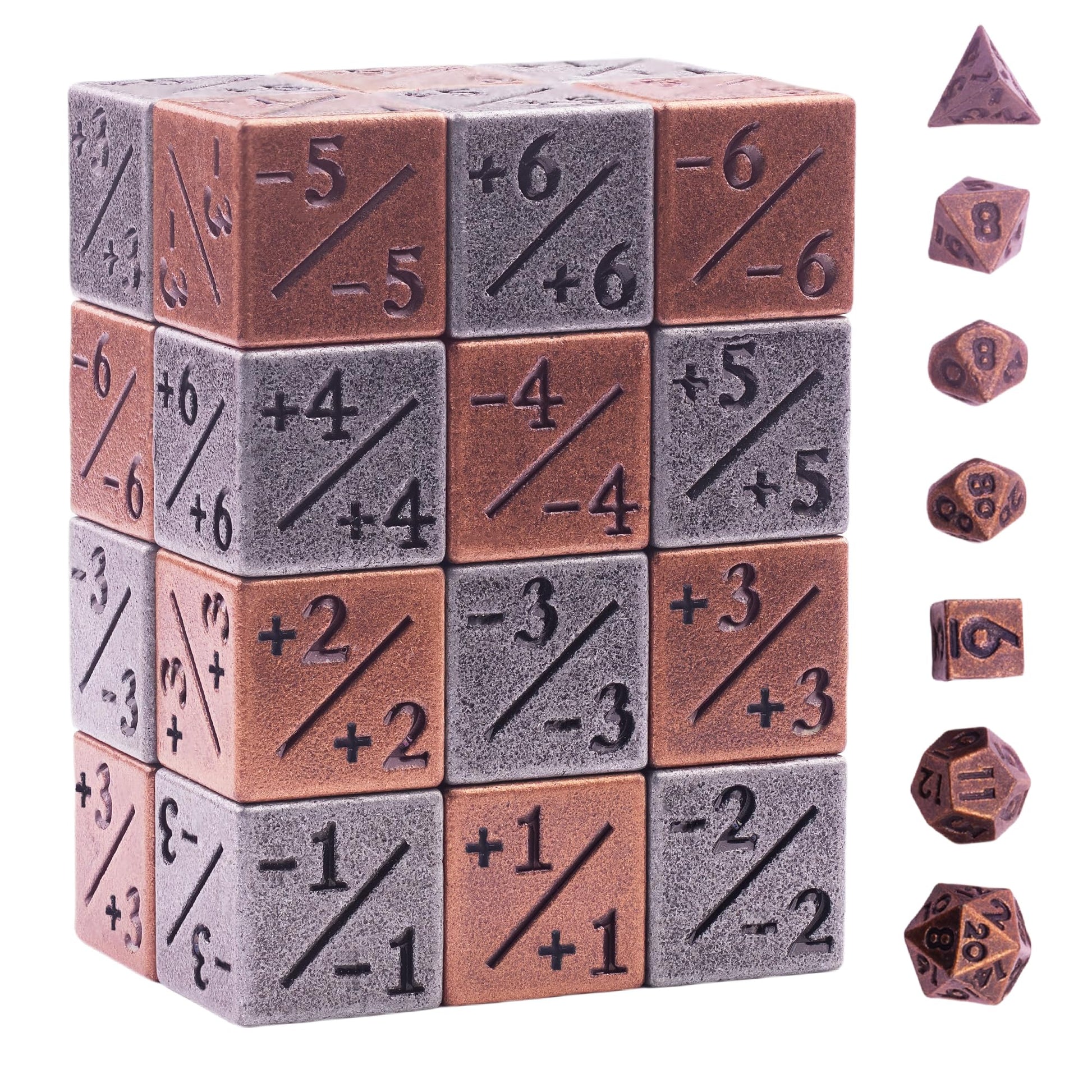 MTG 31 PCS Metal Dice Counter Set with -1/+1 Counter 6-Sided Dice and Mini Role Playing Dice Set for Magic The Gathering, DND, TCG, Tabletop Card Game