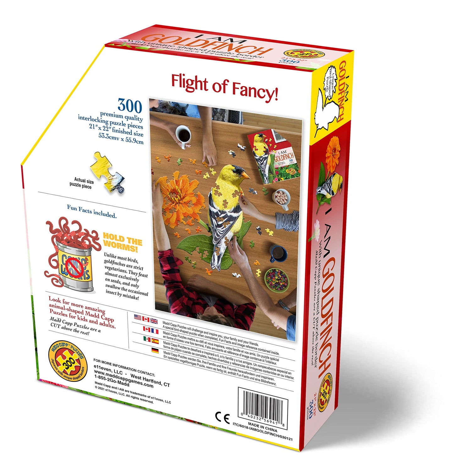 Madd Capp Puzzles - I AM Goldfinch - 300 Pieces - Animal Shaped Jigsaw Puzzle, Multi