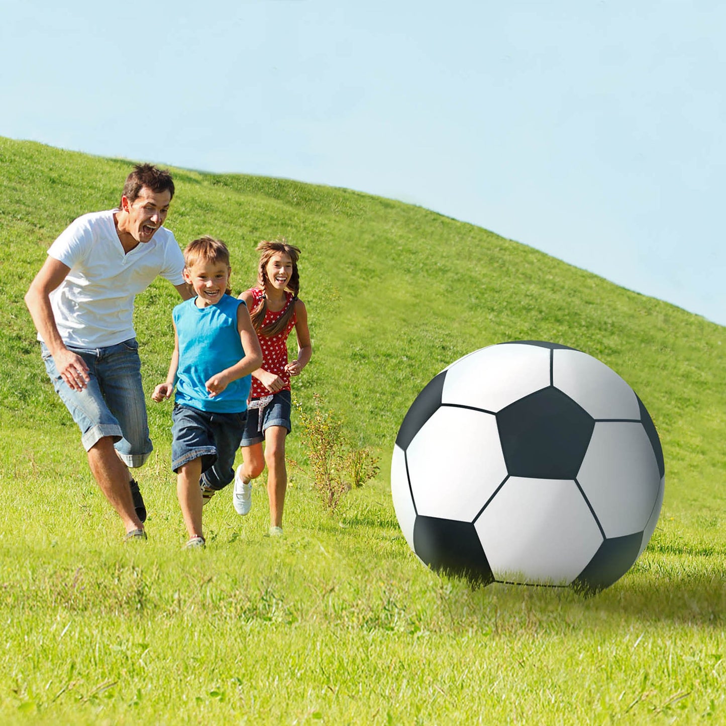 GoFloats Giant Inflatable Soccer Ball - Made From Premium Raft Grade Vinyl, Black & White 2.5 ft