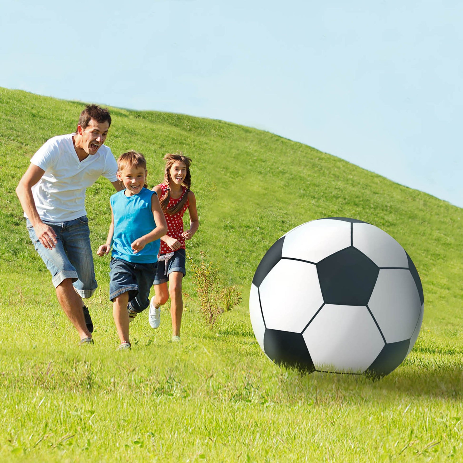 GoFloats Giant Inflatable Soccer Ball - Made From Premium Raft Grade Vinyl, Black & White 2.5 ft