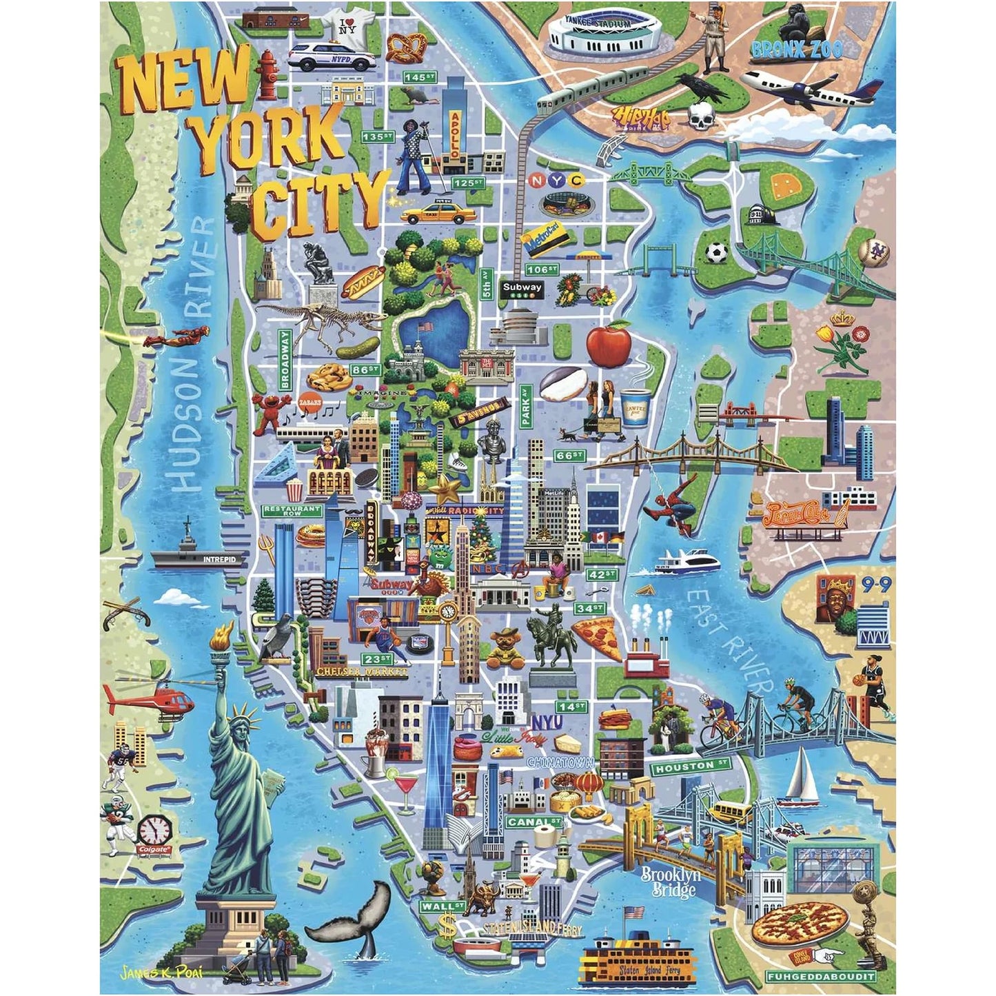 Boardwalk Puzzles New York, NY, 1000 Piece Jigsaw Puzzle for Adults, 19¼ x 26? Inches, Made in USA