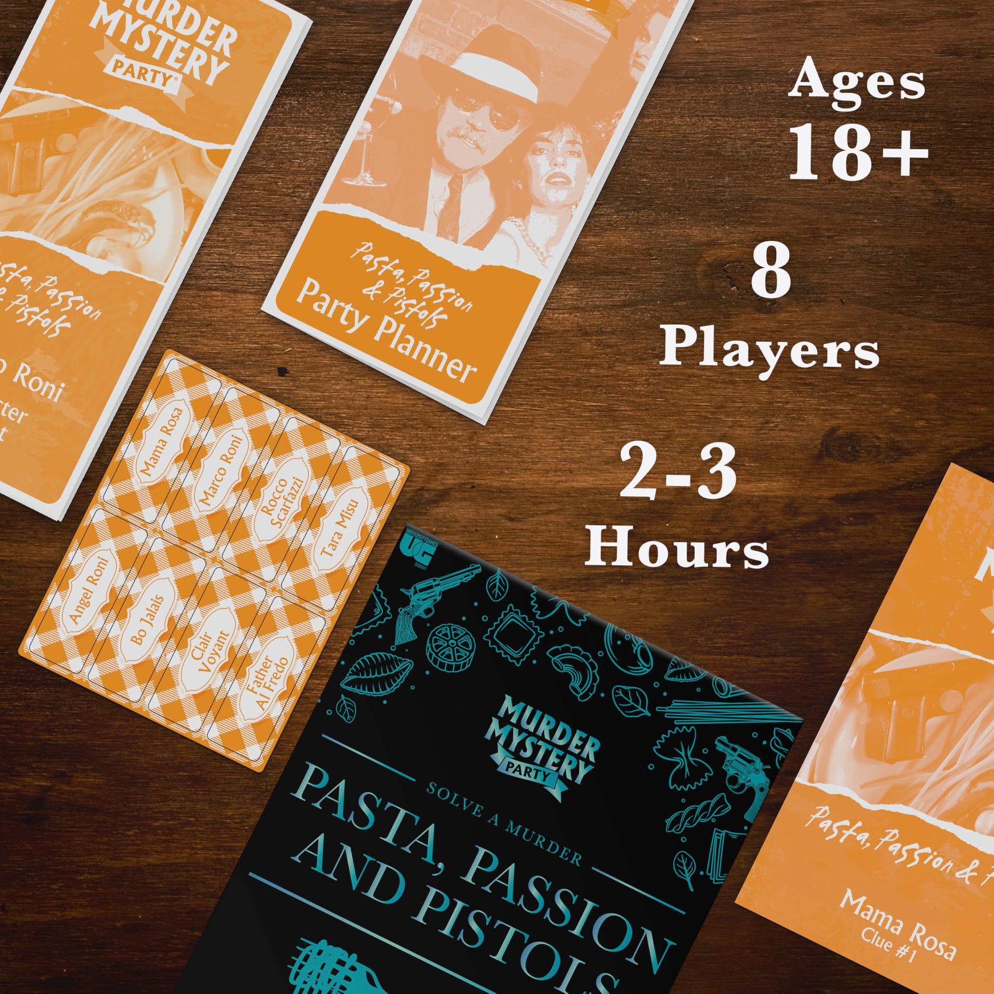 Murder Mystery Party Pasta, Passion & Pistols - Murder Mystery Dinner Party Game for Adults - Interactive Crime Solving Role Play Game Night Kit