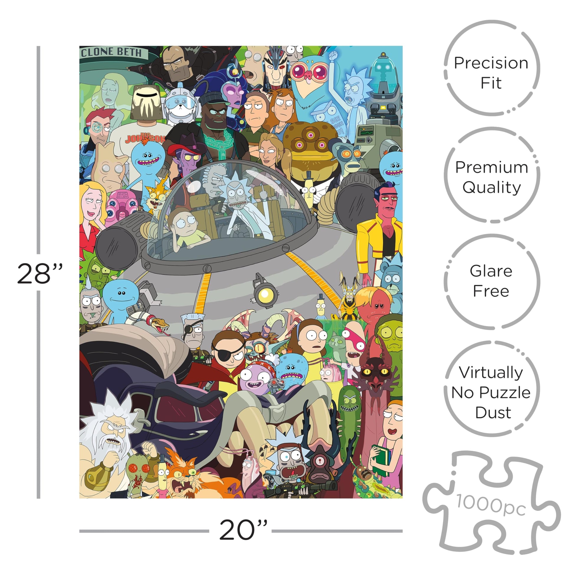 AQUARIUS Rick and Morty Puzzle, 1000 Piece Jigsaw Puzzle, 20 x 27 Inch Adult Swim Gift for Fans, Collectors and Adults