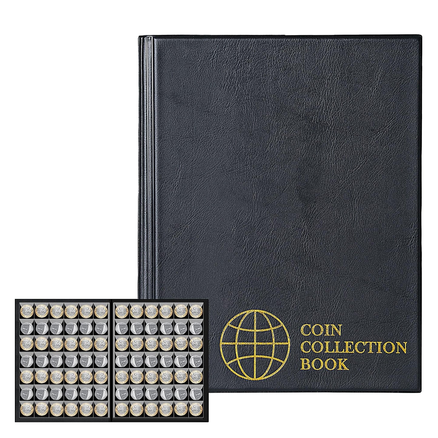 420 Pockets Coin Albums - 28x29 mm/1.1x1.1 inch Pocket Black Coin Book 10 Pages Coin Collection Holder Letter Size Coin Storage Book CS0242BK