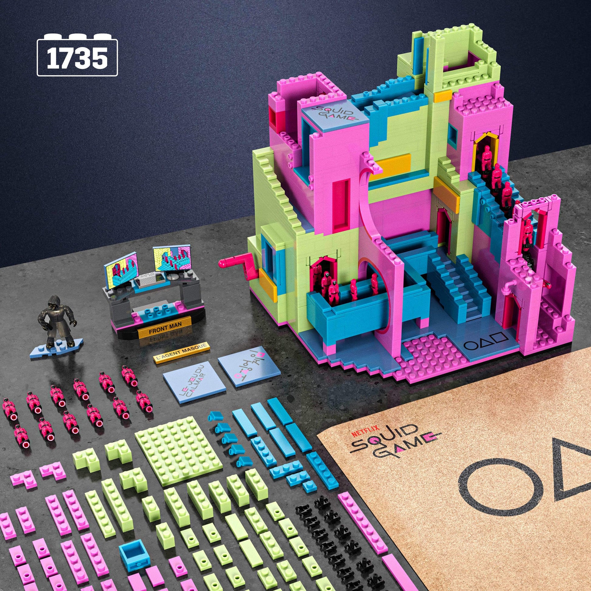 MEGA Squid Game Action Figure Building Toy The Staircase with 1707 Pieces, Motion and Poseable Figure, for Collectors