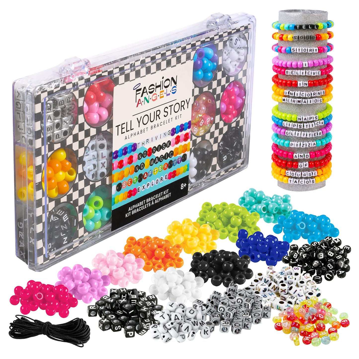 Fashion Angels Alphabet Bead Kit, 500+ Colorful Charms and Beads with Small Bead Organizer - Preppy Bracelet Making Kit for Teen Girls, Recommended