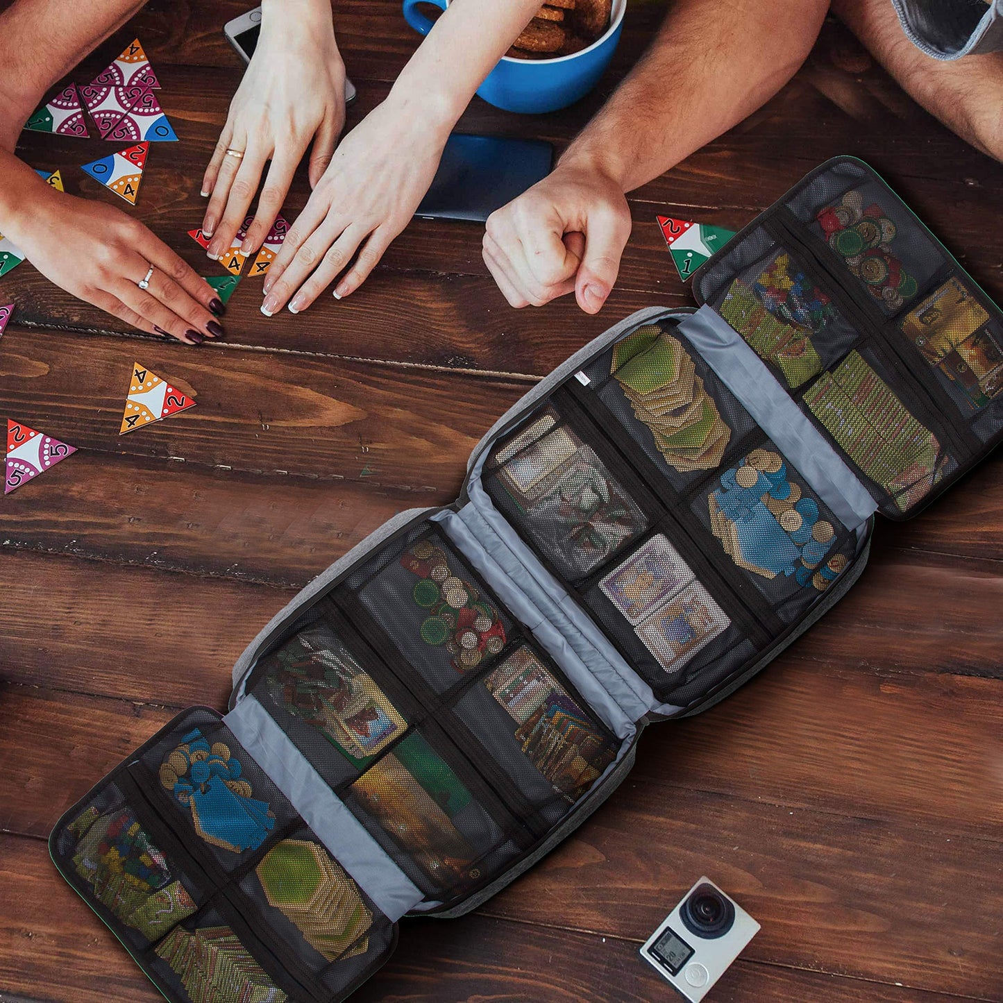 KISLANE Board Game Carrying Case with 18 Pockets for Board Games, Pieces, Tokens, Cards and More, Expandable Board Game Storage Solution for Travel