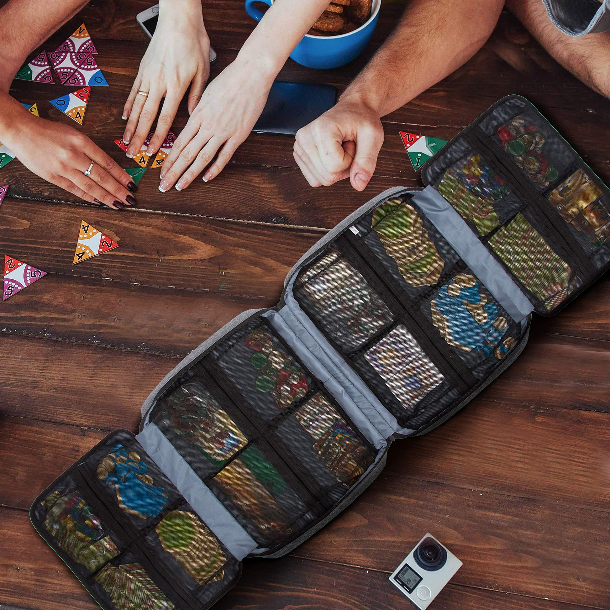 KISLANE Board Game Carrying Case with 18 Pockets for Board Games, Pieces, Tokens, Cards and More, Expandable Board Game Storage Solution for Travel