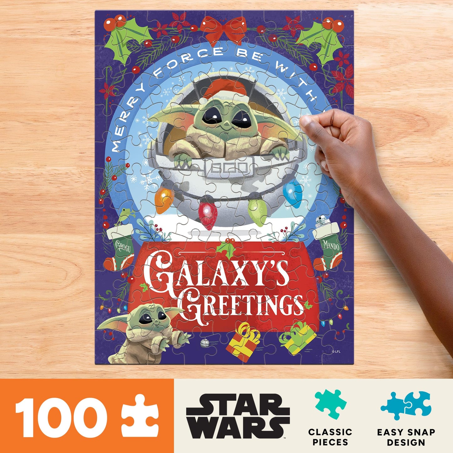 Buffalo Games - Star Wars Grogu 100 Piece Winter Puzzle Kids Ages 6-8