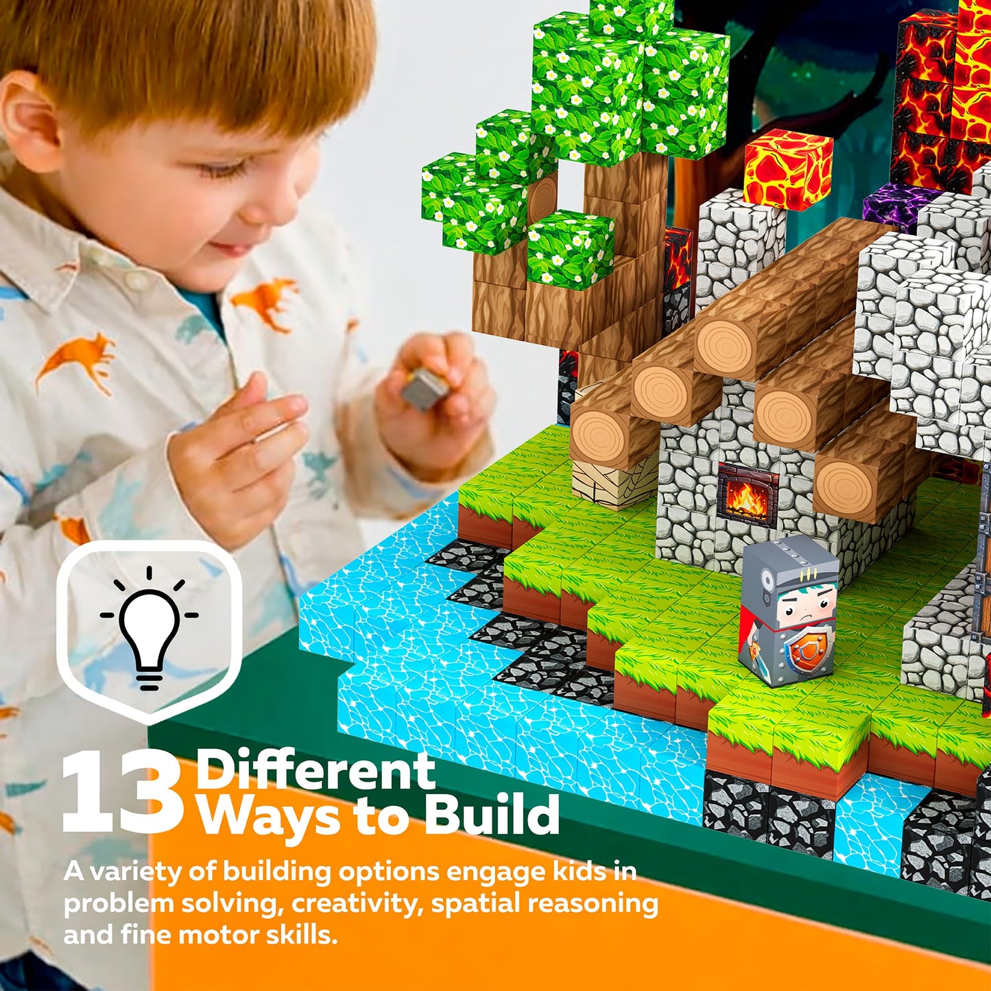 Magnetic Blocks 0,8 INCH Cubes 200PCS - STEM Cube Building Blocks & Magnet Tiles, Fidget, Montessori for Kids Ages 3-5 & 5-7 & 8-12, Magnetic Kit