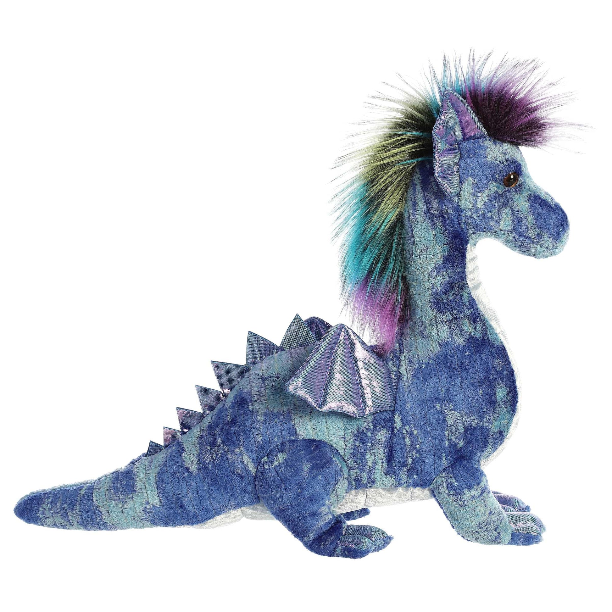 Aurora® Exquisite Luxe Boutique™ Zion Dragon™ Stuffed Animal - Luxurious Elegance - Sensory Delight - Blue 14.5 Inches