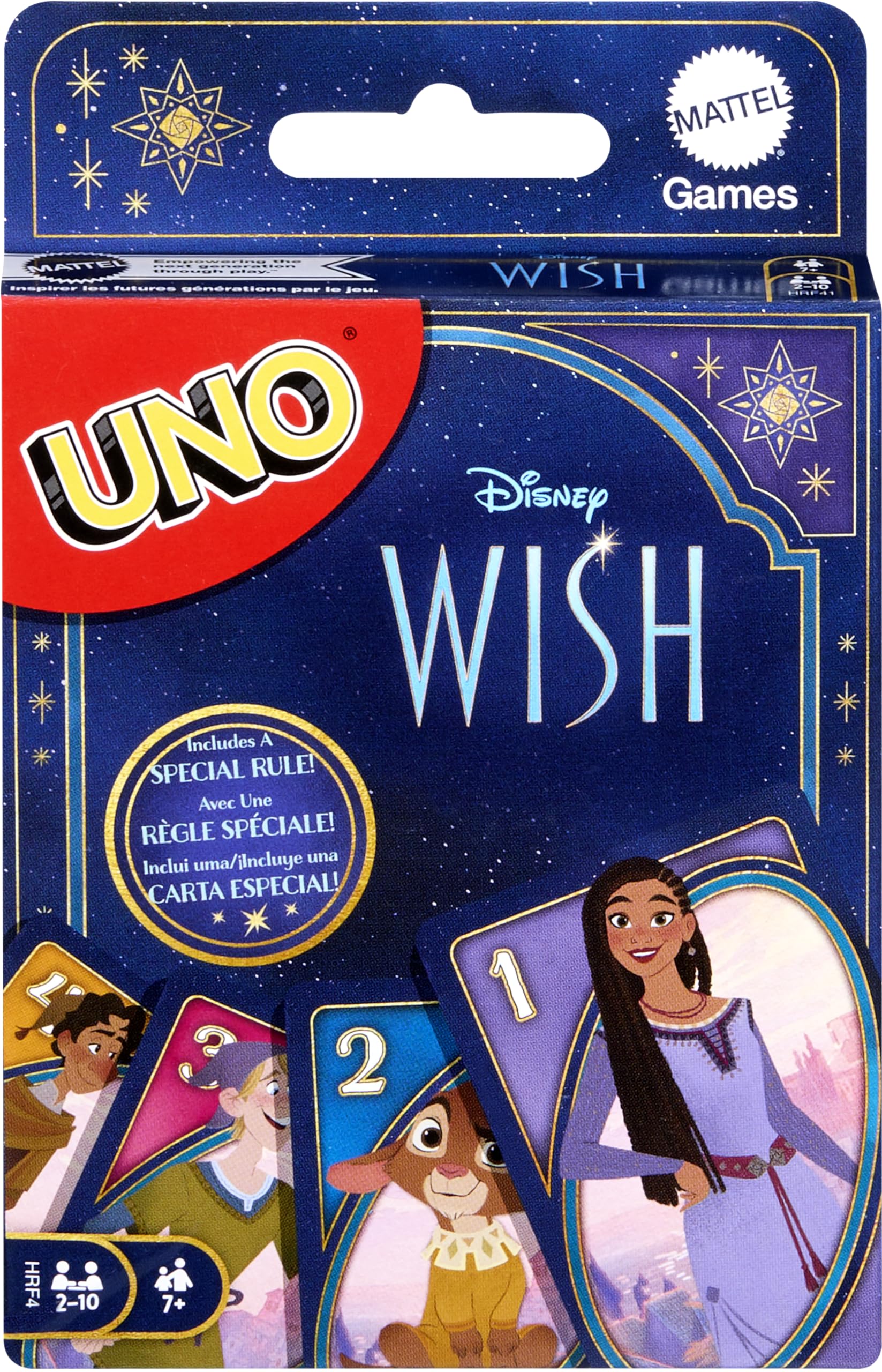 Mattel Games UNO Disney Wish Card Game for Kids, Family Night & Adults with Characters from The Movie & Special Rule, 2 to 10 Players