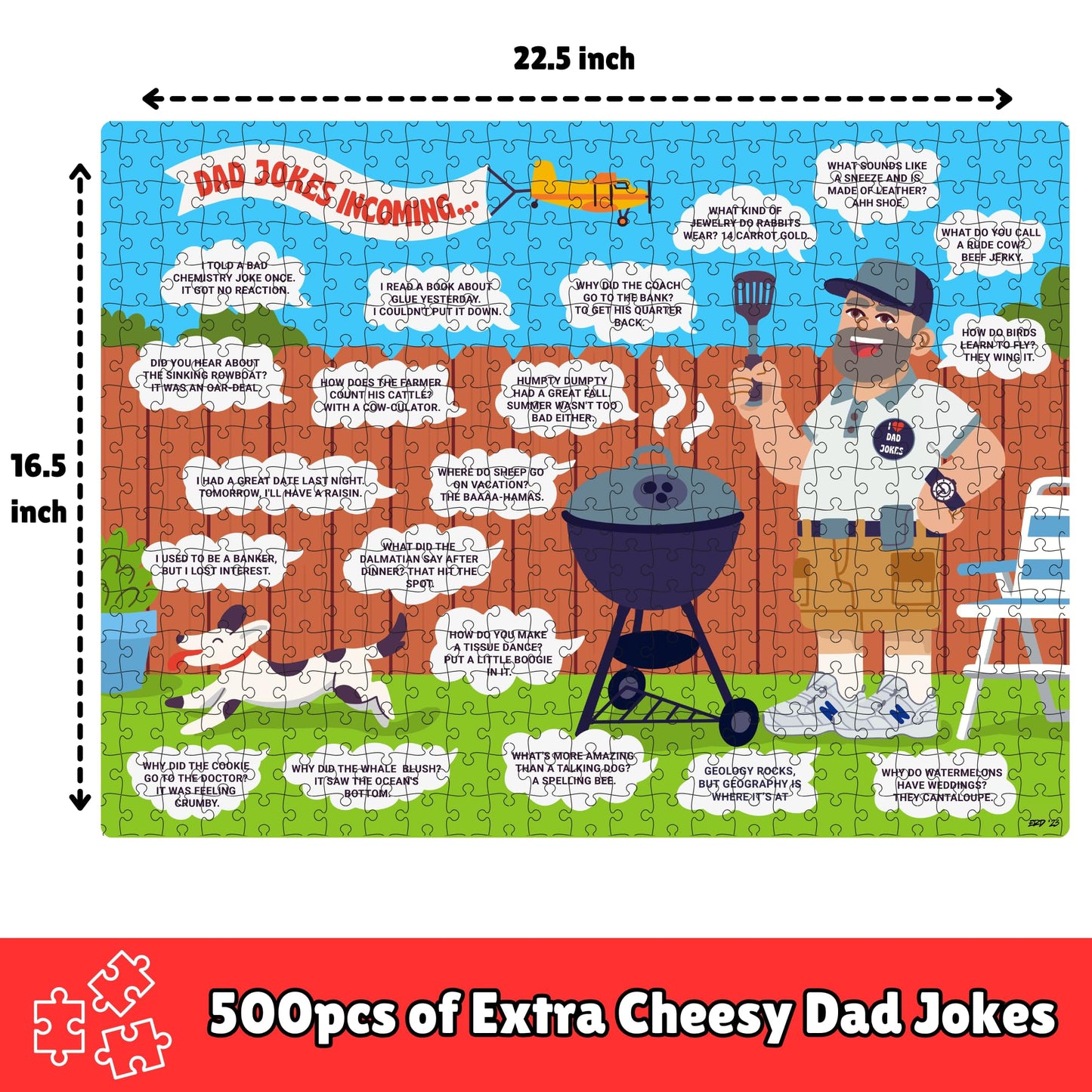 Dad Gifts - 500 Piece Dad Joke Puzzle - Jigsaw Puzzles for Adults, 40th, 50th, 60th Birthday Gift Ideas, Fun Gift for Fathers Day