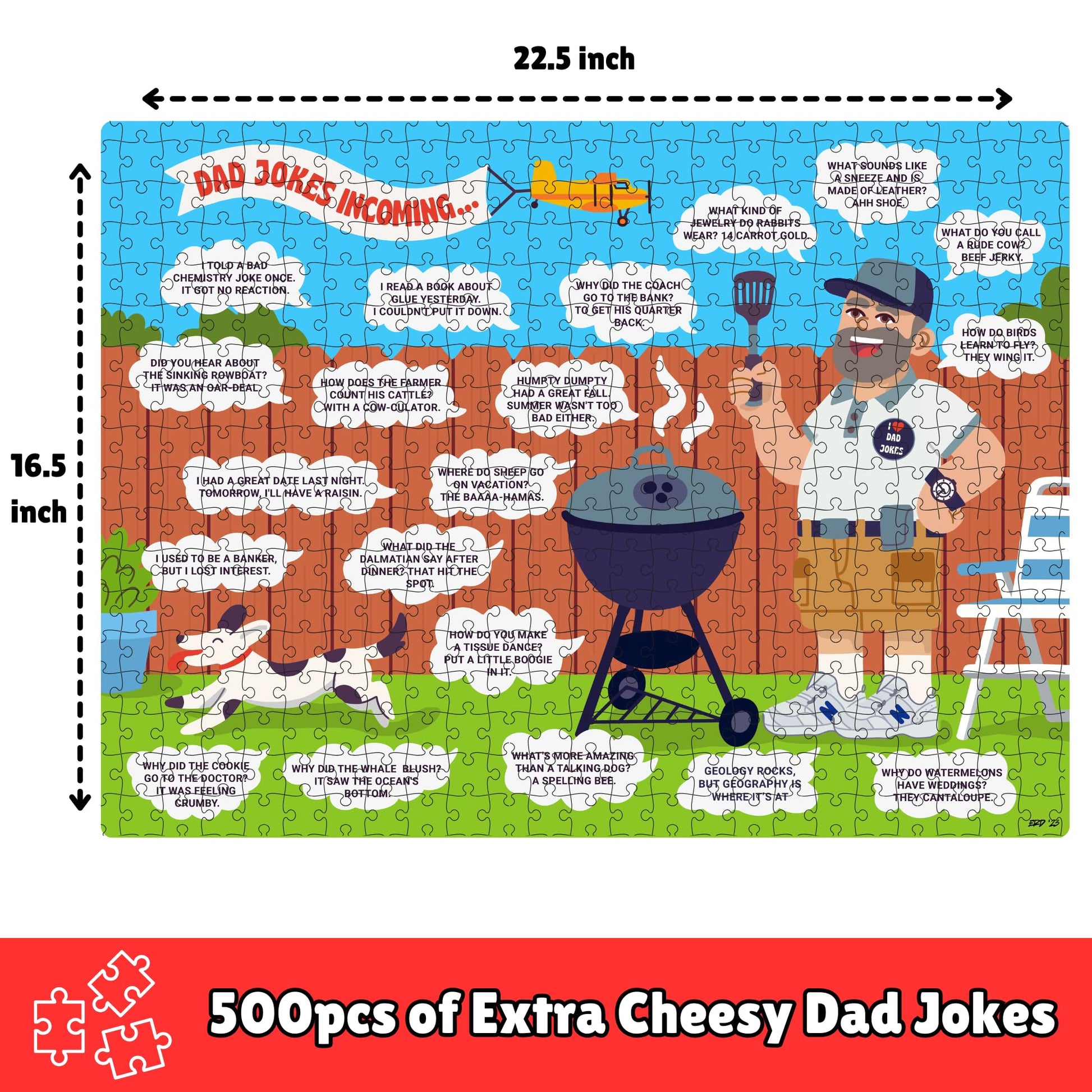 Dad Gifts - 500 Piece Dad Joke Puzzle - Jigsaw Puzzles for Adults, 40th, 50th, 60th Birthday Gift Ideas, Fun Gift for Fathers Day