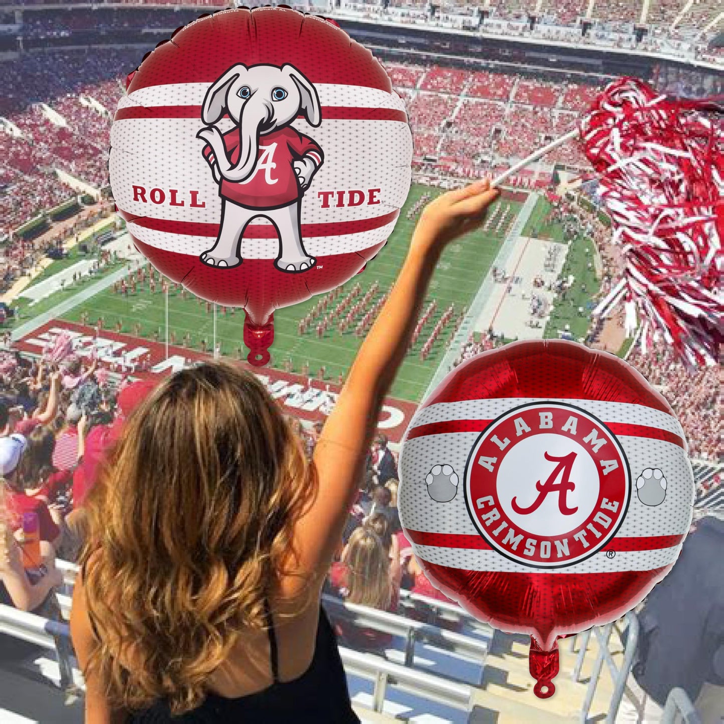 Havercamp University of Alabama Balloons (3 Pack) Alabama Crimson Tide Decorations with 2-Sided Prints featuring Big Al Alabama and Bama's A Logo