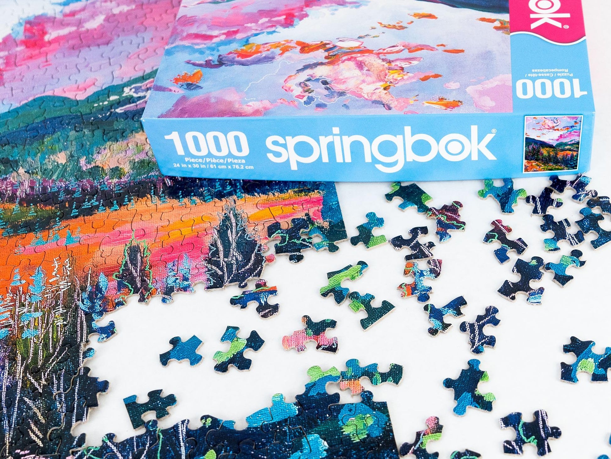 Springbok's Rocky Mountain Twilight 1000 Piece Jigsaw Puzzle Featuring The Impressionistic Painting of The Rockies by Artist Shannon Roman