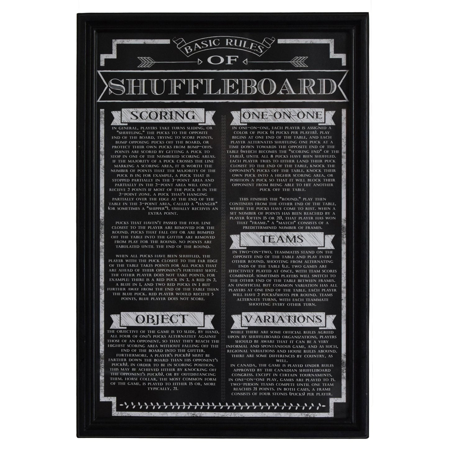 Hathaway Shuffleboard Game Rules Wall Art, Black