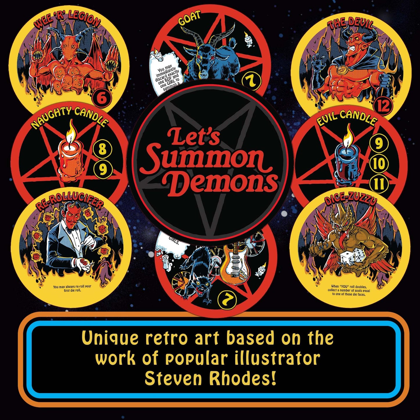 Cryptozoic Entertainment Let’s Summon Demons - Card & Dice Game - 2-5 Players - Steven Rhodes Artwork - Dynomite Games