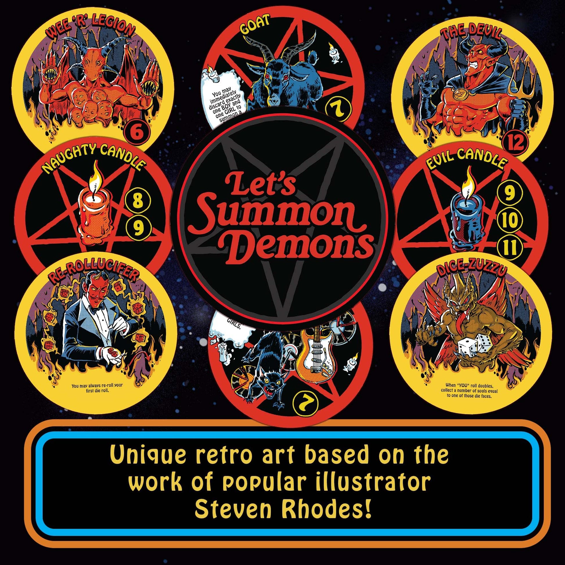 Cryptozoic Entertainment Let’s Summon Demons - Card & Dice Game - 2-5 Players - Steven Rhodes Artwork - Dynomite Games