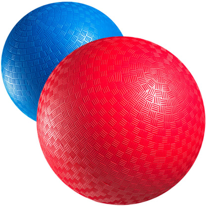 8.5-Inch Red & Blue Kickballs (2-Pack) with Hand Pump, Playground Balls