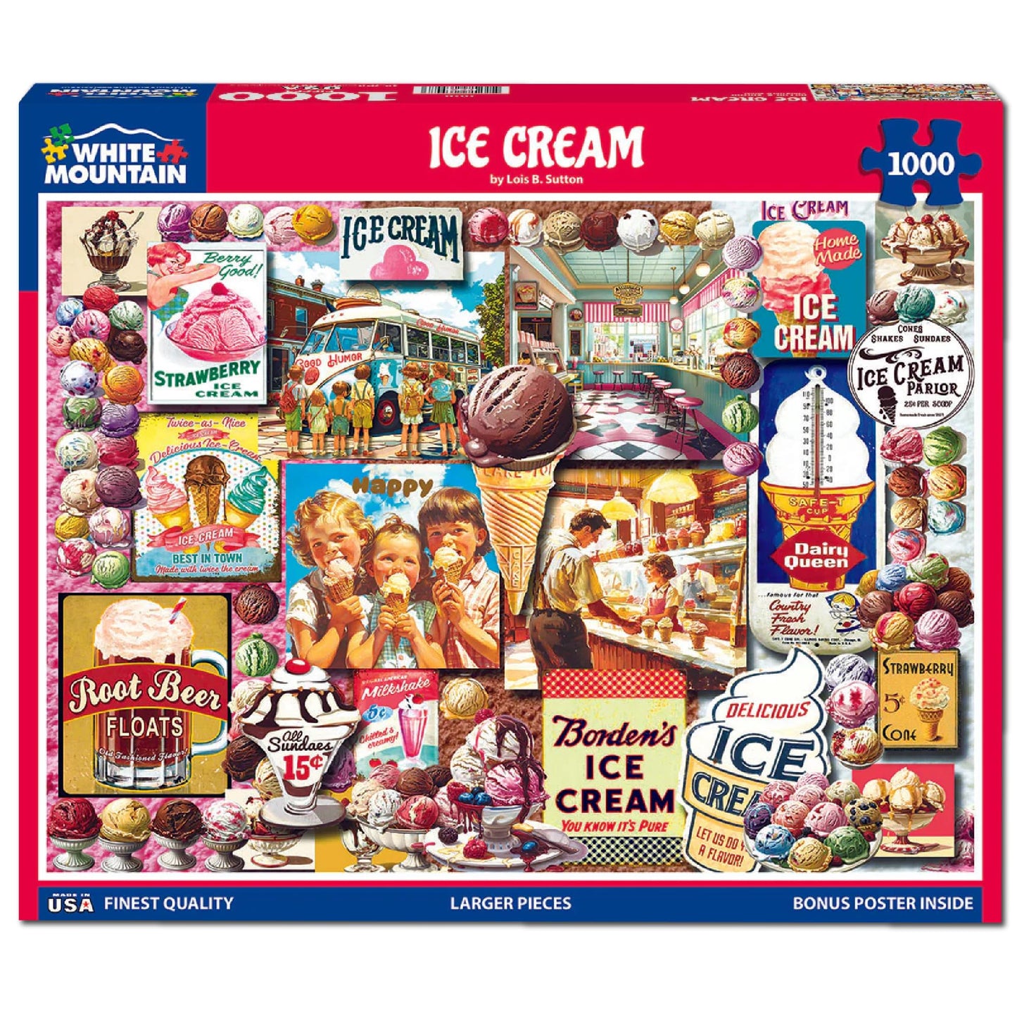 White Mountain 1000 Piece Jigsaw Puzzle Sweet Desserts Collage, Ice Cream