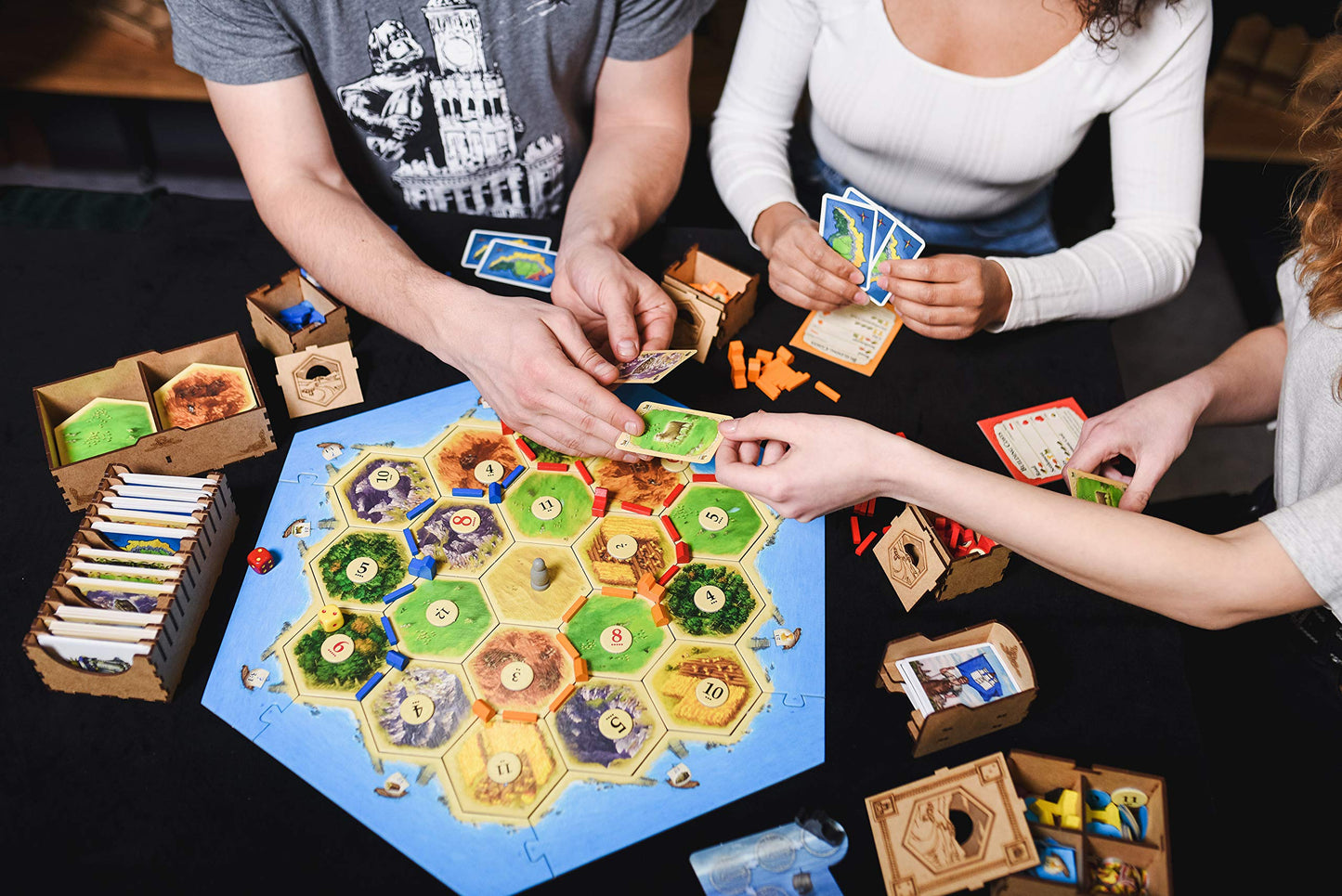 TowerRex Organizer Compatible with Catan Board Game and Cities and Knights, Seafarers Expansions, Storage Insert, Accessories Upgrade