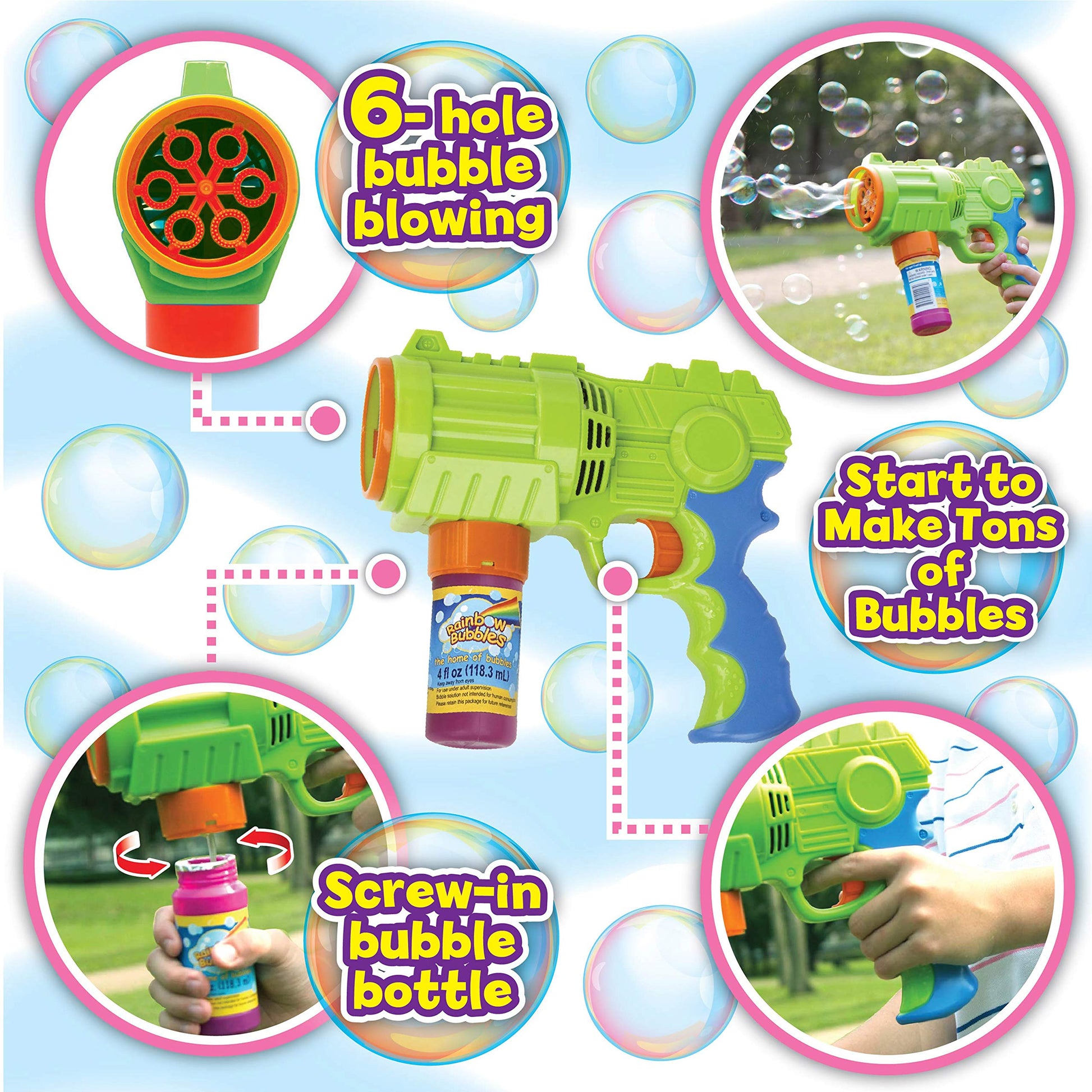 Bubble Blaster (Automatic Bubble Gun w/ 1 Bubble Solution in Gift Box), Party Hurray