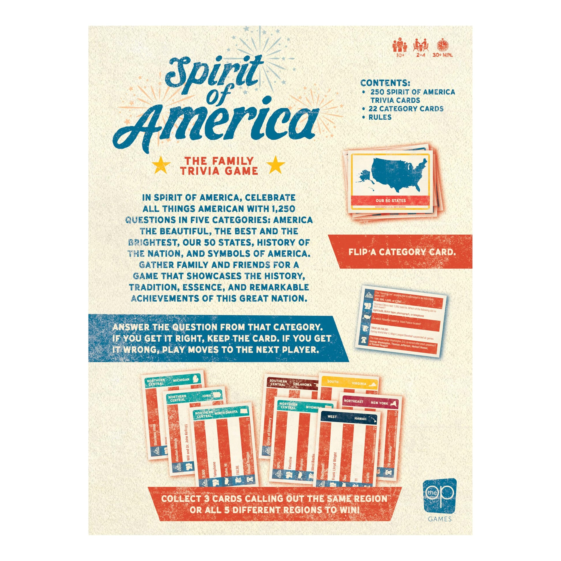 Spirit of America: The Family Trivia Game, Fun Challenge of USA History in 5 Categories, from Our 50 States to History of the Nation for Kids