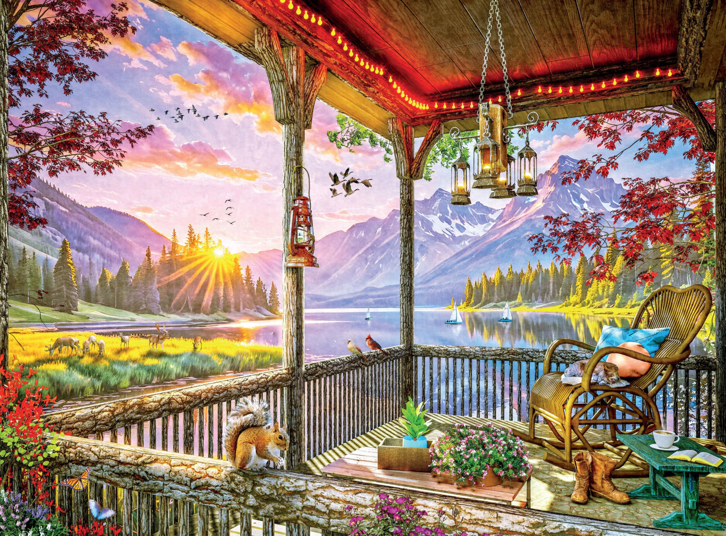 Ceaco - Dominic Davison Mountain Lake Cabin - 1000 Piece Puzzle for Adults