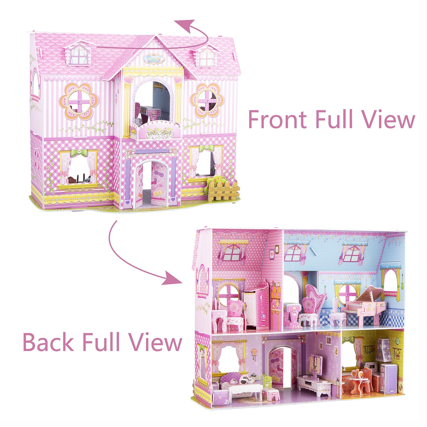 WISESTAR Large Princess Castle 3D Puzzles Model Dollhouse Kits for Girls, 92PCS Fairytale House with Furniture, Educational Toy Birthday for Kids