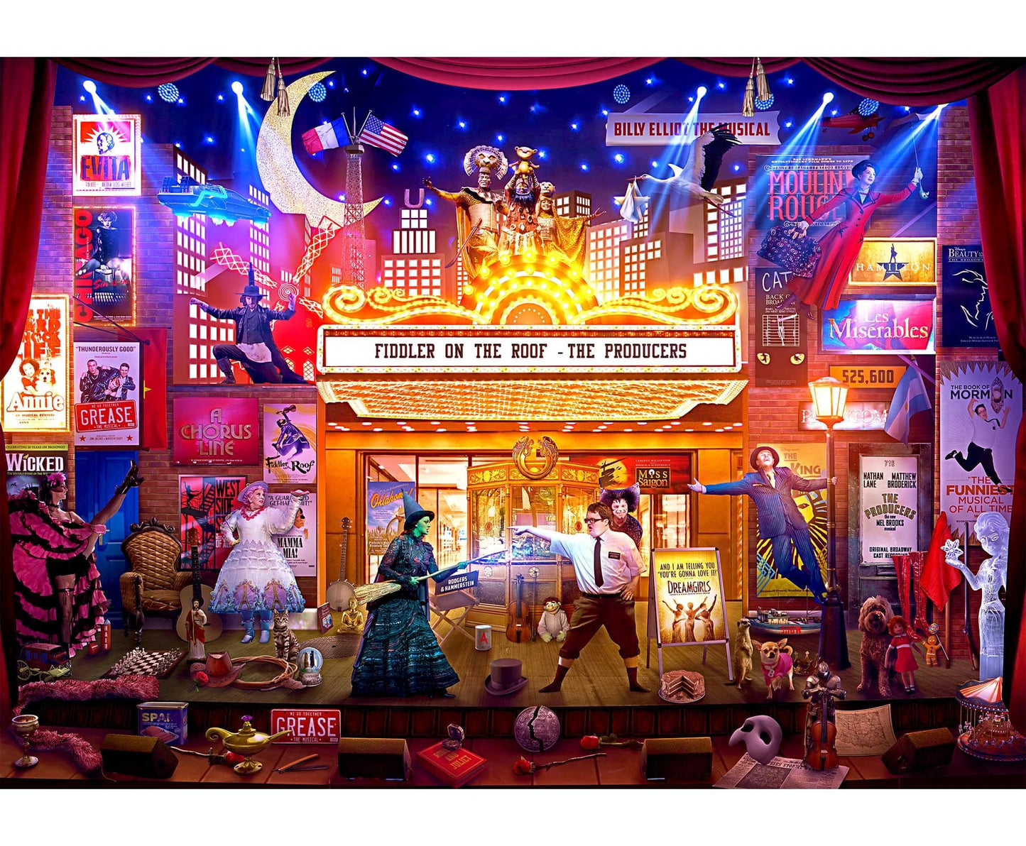 Broadway's Best 1000-Piece Jigsaw Puzzle By Rachid Lotf | Fun Brain Teaser, Toys & Games for Kids and Adults | 28 x 20 Inches